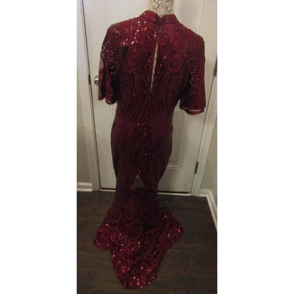 Bariano Fantasy Sequined Flutter Sleeve Dress Long Gown Retails $299 NWT Size 12 - Picture 7 of 11